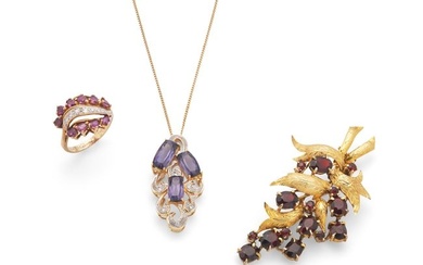 A collection of multi-gem set jewellery