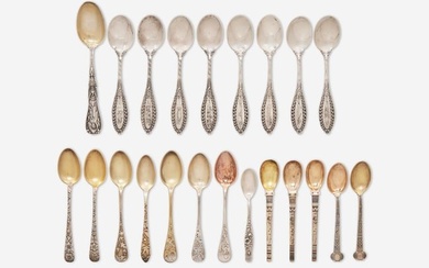 A collection of twenty-two sterling silver coffee or tea spoons, Tiffany & Co., New York, NY, circa