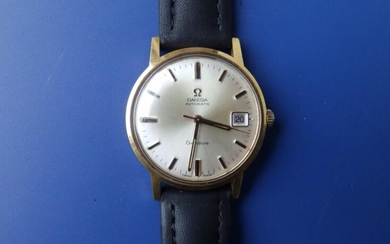 A gent's gold plated Omega Geneve Automatic presentation wrist...