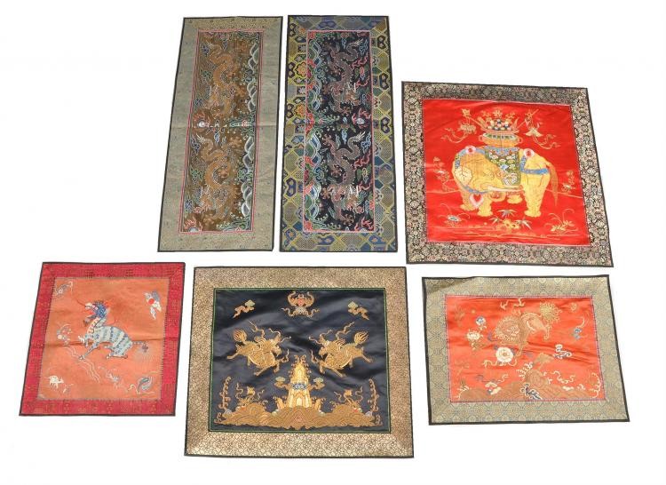 A group of Chinese silk panels