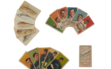 A group of T209 Piedmont "350 Subjects" baseball and fish cards