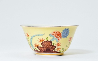 A large Meissen porcelain slop bowl with famille rose decor