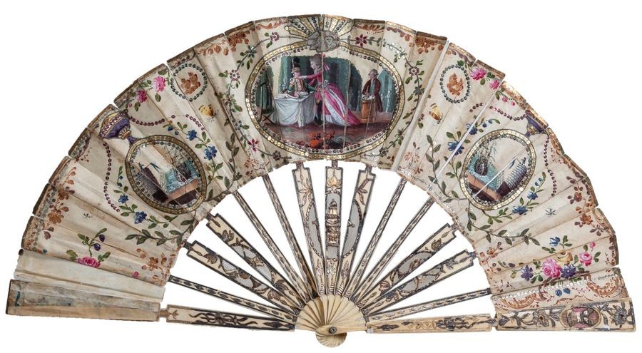 A late 18th Century Spanish fan with ivory...