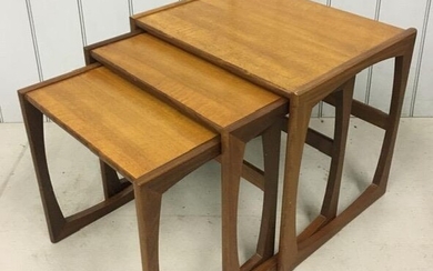 A mid-century Astro-style, teak nest of tables. Largest dimensions(cm)...