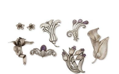 A mixed group of Mexican silver jewelry