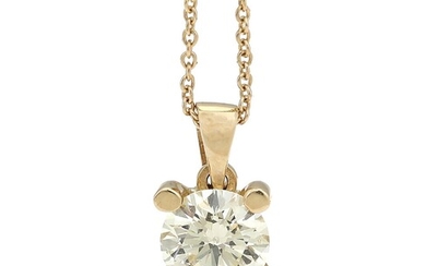 SOLD. A necklace with a diamond pendant set with a brilliant-cut diamond weighing app. 0.30...