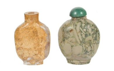 A pair of Chinese snuff bottles in carved pudding