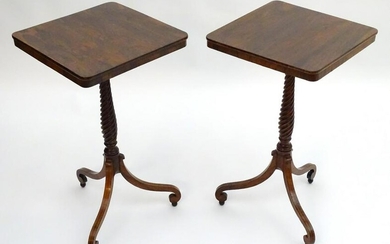 A pair of Regency rosewood wine tables, both having