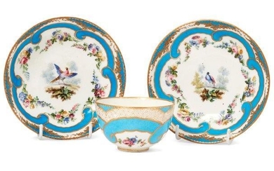 A pair of Sevres porcelain saucers, 18th...