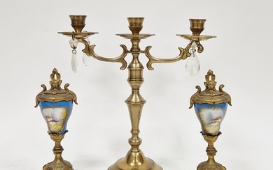 A pair of Sevres-style porcelain and gilt-metal mounted vase...