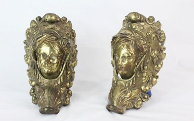 A pair of pulldoors Louis XVI style - Bronze (gilt) - 19th century