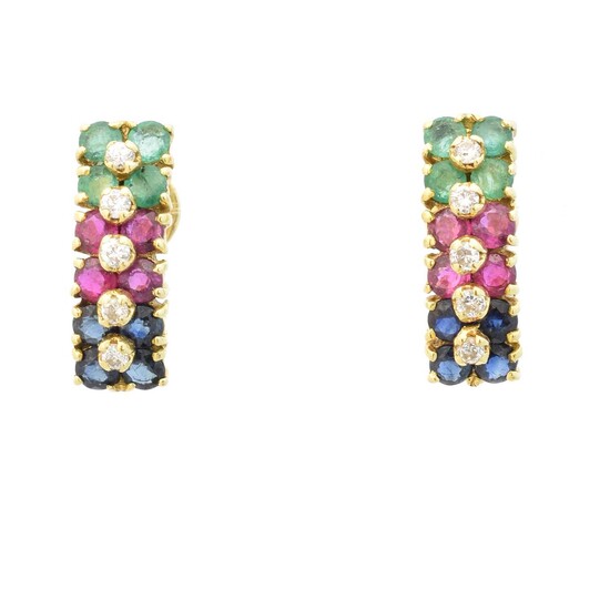A pair of vari gem earrings