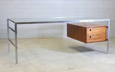 § A rosewood and chrome 'Model BO 555' desk