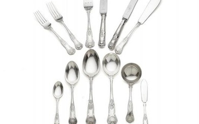 A silver King's pattern table service for twelve