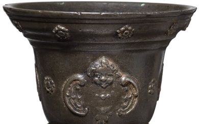 A small French bronze mortar with founder's mark, Le Puy(?), 17th century
