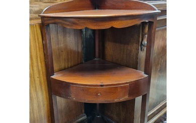 A tall Mahogany corner wash Stand with single frieze drawer...