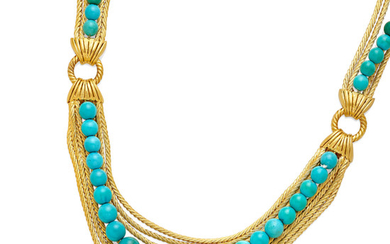 A turquoise bead festoon necklace