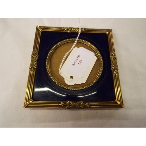 A vintage French brass and blue enamel picture frame