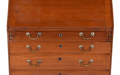 AMERICAN QUEEN ANNE CHERRY SLANT FRONT BUREAU ON STAND, MID-18TH CENTURY 42 1/2 x 35 1/2 x 20 1/4 in. (108 x 90.2 x 51.4 cm.)