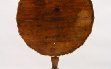 AN 18TH CENTURY YEW WOOD TILT TOP TRIPOD TABLE, with a