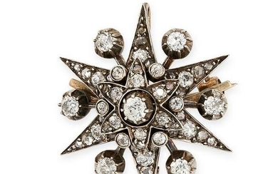 AN ANTIQUE DIAMOND STAR BROOCH / PENDANT, 19TH CENTURY