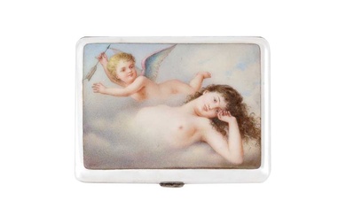 An early 20th century Austrian silver and enamel novelty erotic cigarette case, Vienna dated 1903 probably by Johann Rothbaur (active 1887-1924)
