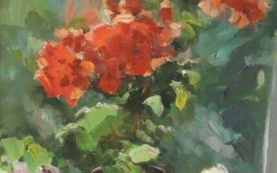 ANDREY KULAKOV (born in 1958) 'Still life with geranium'...