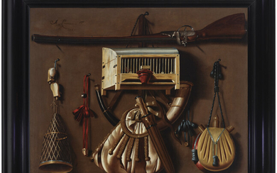 ANTHONIE LEEMANS (THE HAGUE 1631-C.1673 AMSTERDAM) A tromp l'oeil with hunting and bird catching gear