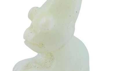 ANTIQUE CHINESE SUN GOD CARVED WHITE JADE FIGURINE