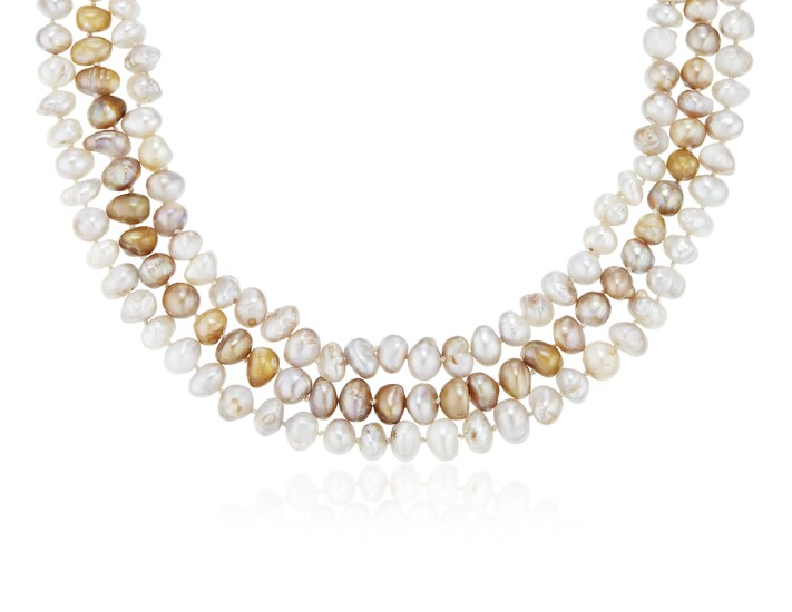ARTHUR KING CULTURED PEARL AND GOLD NECKLACE