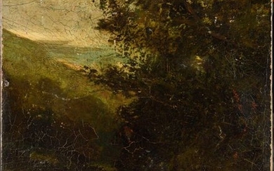ATTRIBUTED TO GUSTAVE COURBET (1819-1877) Forest Trail Signed with initials...
