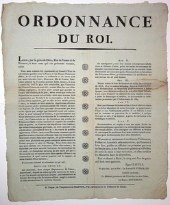 AUBE. «ORDONNANCE du ROI (LOUIS XVIII).». (en 5 ar…