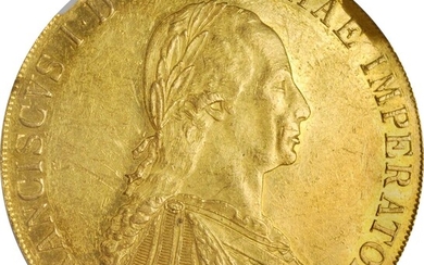 AUSTRIA. 4 Ducats, 1828-A. Vienna Mint. Franz II. NGC AU-53.