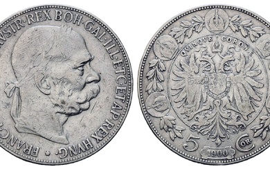 AUTRICHE. François-Joseph (1848-1916). 5 couronnes 1900. Ag (23,84 g). BB
