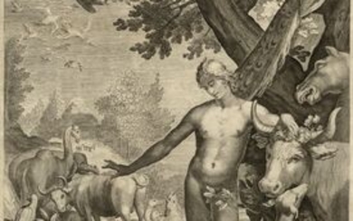 Abraham Bloemaert (Gorinchem, 1566 - Utrecht, 1651) [da], Tre tavole da La storia di Adamo ed Eva. Post 1604.