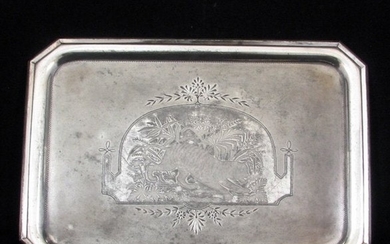 Aesthetic Meriden Co. Silverplate Victorian Tray Tiger