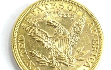 An 1898 American gold 5 dollar coin