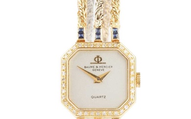 An 18ct gold and diamond lady's wristwatch by Baume &...