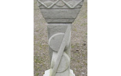 An Art Deco style cast composition stone pedestal of square ...
