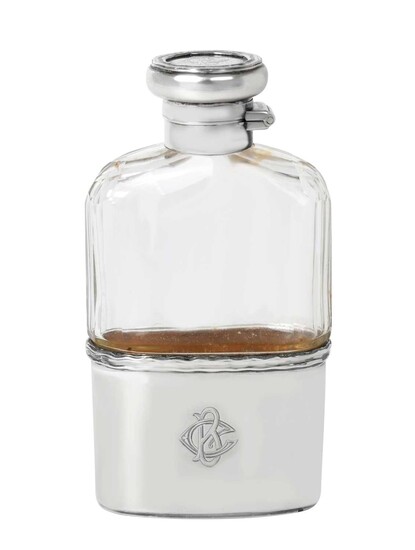 An Edward VII Silver-Mounted Glass Spirit-Flask Maker's Mark Worn, London, 1906, Retailed by Asprey, London