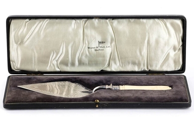 An English Victorian sterling silver and ivory cerimonial trowel...