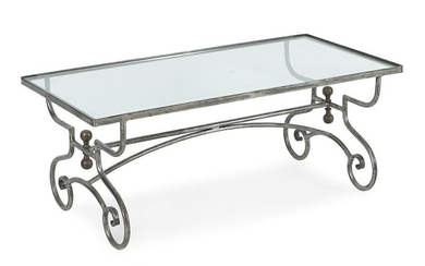 An Iron and Glass Cocktail Table.
