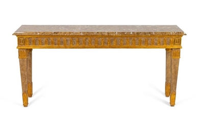 An Italian Directoire Style Parcel-Gilt Console Table