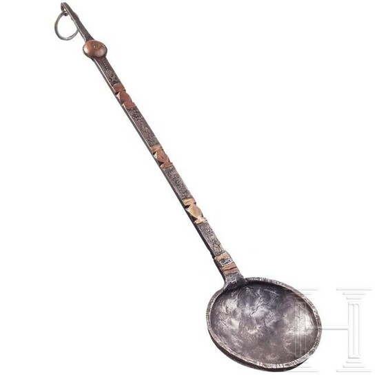 An Ottoman ceremonial ladle of a Janissary corps, dated