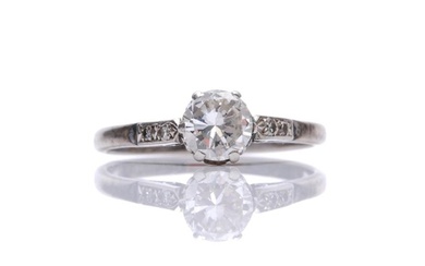 An early 20th Century transitional cut diamond solitaire, we...