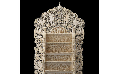 An ivory card case (defects and losses) China, Canton, 19th century (h. 28 cm.) This lot may be subject...