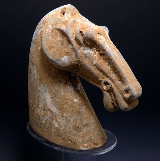 Ancient Chinese Terracotta Horse Head - 150mm x 154mm