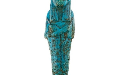 Ancient Egyptian Blue Faience Ushabti Mummy Figure