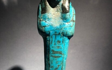Ancient Egyptian Faience Shabti for the Lady of the House TAY - 12×4 cm
