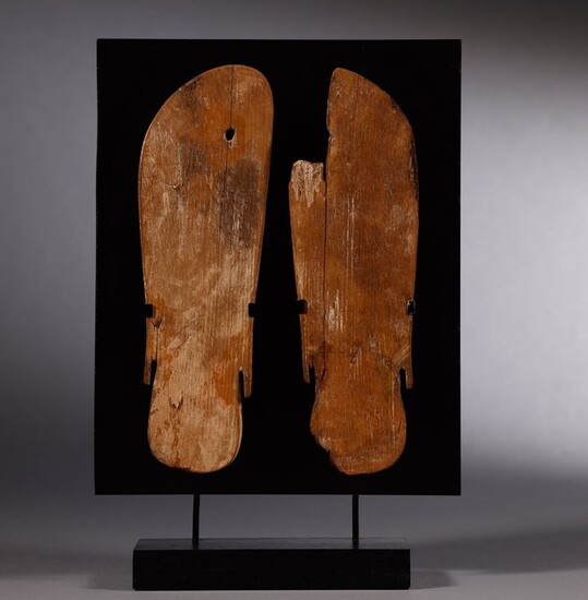 Ancient Egyptian Wood Pair of sandals - 19×6×0.3 cm - (2)